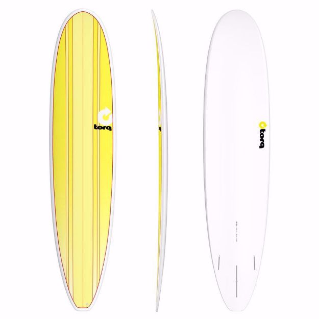 Torq Longboard surfboard 8ft 6 - Yellow Stripes/White Pinline